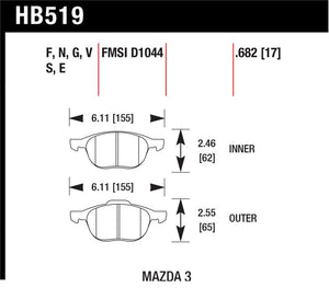 Hawk Performance hawkHB519N.682