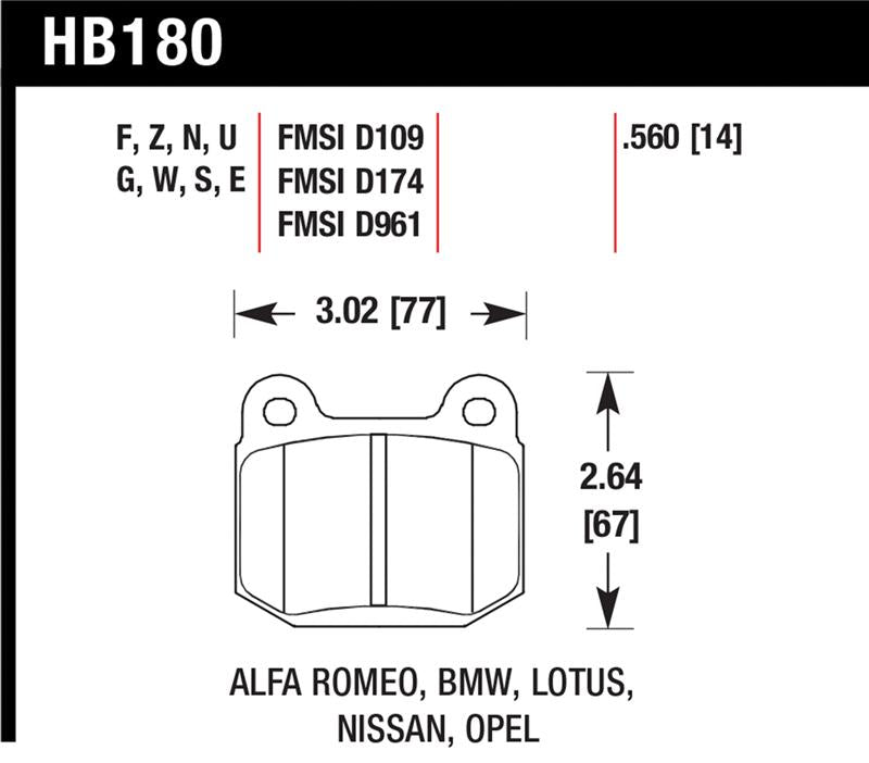 Hawk Performance hawkHB180E.560